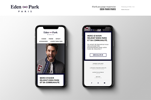 Thank you page Eden Park mobile