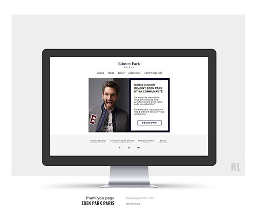 Thank you page Eden Park